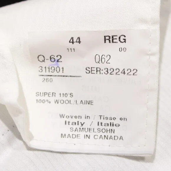 Samuelsohn NWD Dress Pants Size 44 US In Solid Gray 100% Wool Q62